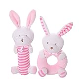 Wingingkids Rattle Set, Educational Sensory Activity Grasping Rattles, Soft Plush Baby Toys with Eas