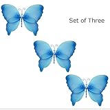 Set of 3 : Hangingバタフライブルークリスタルナイロンメッシュ蝶赤ちゃん保育園寝室の女の子部屋天井壁装飾結婚誕生日パーティーシャワーホームPlayroomデコレーションby bugs-