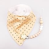 Mamimami Home ベビー ビブ 三角 よだれかけ 100% コットン + シリコーン おしゃぶり　ペンダント よだれかけ サイズ調整可能 2枚/ゼント