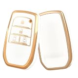OFF WE GO シエンタ キーケース 4ボタントヨタ専用設計新型ノア 90系 キーケース 90系ヴォクシー キーカバー 適合トヨタVOXY NOAH 90系 シエンタ 10系 TPU キーホルダー - ホワイトゴールド