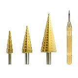 volflashy ステップ ドリル ビット センター パンチ 3pcs 金属 HSS 鋼 チタン コーン 木工 ツール セット
