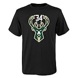 Giannis Antetokounmpoミルウォーキーバックス# 34 NBA Youth Player Name & Number Tシャツ S ブラック