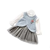 Pojour 春 0-2歳 2-7歳女の子可愛いドレス キッズスカート 通気 綿(ブルー)