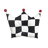 ベビー まくら 王冠 新生児 赤ちゃん 枕 ドーナツ 絶壁防止 頭の形 向き癖 出産 祝い ギフト プレゼント Baby Pillow (30×25, 白黒/市松)