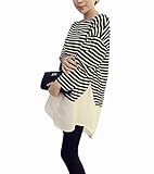 Spinas (スピナス) マタニティ レディース ボーダー カットソー シャツ 重ね着風 チュニック 美ライン ストライプ 縞 (XXL)