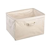 Yescom 収納ボックス ストレージボックス 折りたたみ 日用雑貨 インテリア 収納ケース 小物入れ バスケット 綿麻 ソフトボックス ナチュラル 長方形 中 約幅37×奥行26×高さ25cm