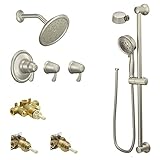 Moen KSPEX-H-TS270BN 7-Inch Rainshower Vertical Spa Kit with Handheld Shower and Slide Bar, Brushed 