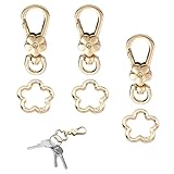 キーホルダー 金具 スプリングキーホルダー金具 ワンタッチ 手芸用品 キーホルダー パーツ 手芸用品 【3個セット】手作り 素材 DIY 副資材 手芸用品 (ゴールド)