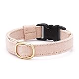 ぽぽねこ 猫首輪 コットンプレーン セイフティーバックル・鈴付き・ハゲにくい・日本製 (亜麻, M)