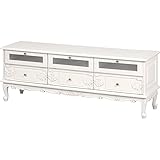 テレビ台 ( テレビボード リビングボード ) 木製 幅154cm 猫足 姫系 ヴィオレッタシリーズ アンティークホワイト ( 白 ) 【完成品】