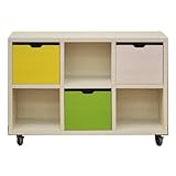 アルファタカバ キャスター付きシェルフフレンドお片づけボックス付き 120cm幅3×2(イエロー、グリーン、ピンク)