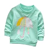 三番目の店　幼児 キッズ ガールズ ボーイズ ロングスリーブ 傘ソフトトップスTシャツ暖かい服 (80, グリーン)
