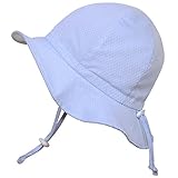 子供用 50+ UPF 日光予防帽子 Sun hat、サイズの調整可能、チン・ストラップ付き( L: 2-12年, ライトブルーグリッド )