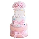 ベビーアルテ weegoamigo ウィーゴアミーゴ おくるみ 2枚付 3段 おむつケーキ 【おむつ:パンパースSサイズ】 ピンクアニマル