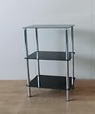 【組み立て不要・完成品】ガラスラック３段（角型） ・ブラック・強化ガラスＧＲ-３Ｓ・ＢＫ