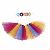 (フィーショー)FEESHOW ベビーコスチューム チュウチュスカート ヘアバンドセット セレモニードレス 着ぐるみ お食い初め 記念撮影 出産祝いギフト 寝相アート 虹色 3ー6ヶ月