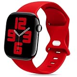 THWALK コンパチブル Apple Watch バンド ベルト 柔らかいシリコン素材のスポーツバンド 防水性 通気性 耐久性 柔軟 運動 おしゃれ 40mm 41mm 42mm 44mm 45mm 46mm 49mm S/M M/L アップルウォッチ Ultra 2/Ultra SE Series 10/9/8/7/6/5/4 に対応 (レッド, 40mm/41mm/42mm S/M)