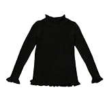 幼児の子供の赤ん坊の 純色の服 ラウンドネック長袖シャツ OVERMAL キャンディーカラーの家の服 (黒い, 5T)