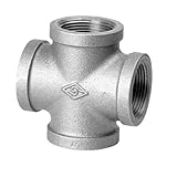 Everflow Supplies GMCR0014 1/4" Galvanized Malleable Iron Cross Fitting for 150 lb Applications and 