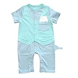 MONICA BABY BLUE ベビー ロンパース スカル ベストレイヤード ロンパース 80cm サイズ ライトグリーン コットン 2111517008
