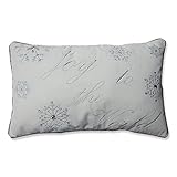 Pillow Perfect 'Joy To The World' Embroidered Rectangular Throw Pillow, Silver/White