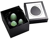Jade Eggs Set Of Three with drill hole in presentation box
