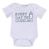幼児新生児赤ちゃん女の子男の子半袖ロンパース" Every Day I ' m guzzling」ボディスーツPlaysuit カラー: ホワイト