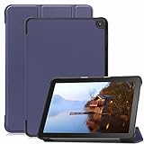 対応 FOR Fire HD 8 カバー 2022年発売 第12世代 Fire HD 8 Plus 2020年発売 第10世代 専用ケース タブレットカバー スタンド機能 三つ折り 折り畳み 衝撃吸収 耐衝撃 オートスリープ機能 FOR Fire HD 8 / HD Plus カバー 保護ケース RuiMi (ダークブルー)