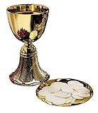 Gold Plate Brass Chalice with Paten, 12 Ounce by Catholic Brands