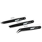 Joyutoy Tweezers 3-piece Precision Anti-static ESD Stainless Steel Tweezers for Electronics, Jewelry