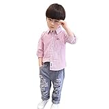 Smile長袖シャツ男の子　 春秋 　韓国風 　子供長袖Tシャツ　おしゃれ 　シンプル　カジュアル　ストライプTシャツ 　通学 (100cm, レッド)