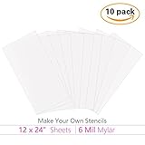 10パック6 Mil空白ステンシルMakingシート12 x 24インチIdeal for use with Cricut &シルエットマシン(マイラー素材)