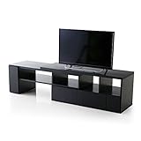テレビ台 ローボード 伸縮 角度調整 左右レイアウト変更可能 テレビボード 幅109.5～198cm ブラック