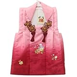 七五三 被布コート 単品 桃色地赤ぼかしに桜紋綸子 梅桜菊牡丹