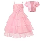 CHD 女の子 スパンコール 子供ドレス 2点セット　キッズワンピース 女の子スカート ガールズフォーマル パーティー 発表会 結婚式 入園式 演奏会 花嫁介添人 七五三 卒業式 お嬢様のドレス (1