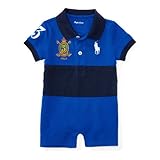 ポロ ラルフローレン コットン・メッシュ・ポロショートオール[ブルー](男の子3～9か月用)3Mサイズ [並行輸入品]