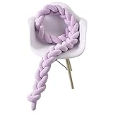 ベビーベッドガード サイドガード 抱き枕 ノットクッション 赤ちゃんベッドバンパー ソファークッション 結び目 ロング 部屋飾り 撮影小物 出産祝い プレゼント (3m, パープル)