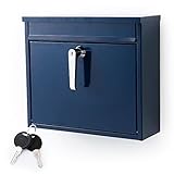 LOWYA （ロウヤ） ポスト 郵便ポスト 郵便受け おしゃれ レトロ 鍵付き A4サイズも入る大容量 壁掛け 壁付け post 新生活 ネイビー