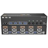 8K KVM切替器 4PC 3モニター、ミラー/拡張モード HDMI + DPポート (8K@30Hz/4k@144Hz) USB3.0ポート KVM Switch PC4台とディスプレイ3台対応 キーボード、マウスを4PCで共有 ドライバー不要 手元スイッチ&USBケーブル付