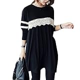 USM STORE マタニティ Tシャツ 長袖 ロング 授乳服 胸 袖 レース 授乳口 (長袖 L)