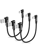 aceyoon USB Type C L字 ケーブル 0.2m 3本セット 急速充電 高速データ伝送 最大3A ナイロン編み タイプC 充電コード 90度 垂直 USB-A to USB-C for Galaxy for Sony for iPhone16 等に適用