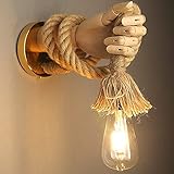 麻布壁ランプ、レトロな工業用壁ランプ、レトロな産業様式の壁のランプ、シンプルで創造的な手の形の壁のランプ、屋内壁のランプ、E27ランプホルダー、indoor Corridor Living Room Dining Room Balcony Aisle 衣料品店オフィス展示ホール