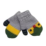 Tonsee キッズ 手袋 子供用 可愛い グローブ 保温 防寒 女の子 男の子 ミトン 冬用 通学 お出かけ用 (グレー)