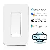 Wifiライトスイッチ、Works with Alexa Google、スマート壁スイッチタイミングスイッチコンセントリモートコントロールライトとアプライアンスどこからでも必要なし、ハブ、Google