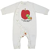 2018年 春物 はらぺこあおむし 天竺 りんごプリント カバーオール THE WORLD OF ERIC CARLE ホワイト◇80cm