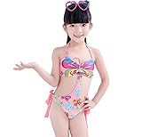 水着 女児　ガールズ　水着   キツズ　ワンピース 水着　児童　ビーチ　水着　女の子ビキニ　子供水着　スイミングウェア　女の子水着  女児　海水浴　水着　蝶々模様　連体式水着 ピンク (XL)