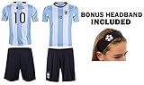 jerzeheroアルゼンチンメッシ# 10 Girls Youth 3 in 1サッカーギフトセット& # x2713 ; Soccer Jersey & # x2713 ; Shorts & # 