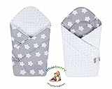 BlueberryShop Reversible Dot Popcorn Minky Fleece Cotton Swaddle Wrap Blanket Sleeping Bag for Newbo