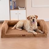 EMME 犬 ベッド 清掃しやすい 防水 ペットベッド ペットソファー 犬用ベッド 洗える さらさら 通気性 蒸れにくい ペットクッション 枕付き クッション性が 高反発 高齢犬 子犬 猫 多頭飼い 取り外せるカバー 滑り止め オールシーズン 中型犬 大型犬 洗える ペット用ベッド 92x71x24cmアイボリー Lサイズ