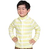 [HEAZEL] ヘーゼル キッズ ラッシュガード フードなし スタンドカラー ジップ 子供 学校 長袖 UVカット UPF50+ イエローボーダー 140サイズ